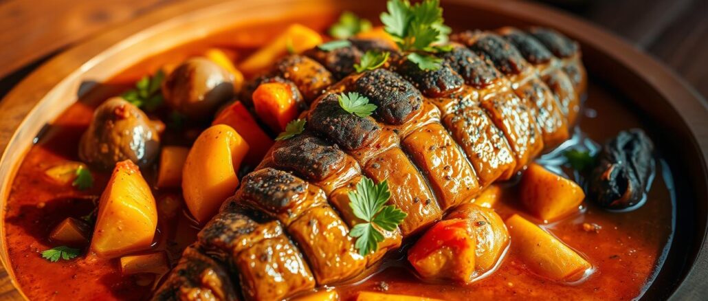 Krokodilfleisch Gericht